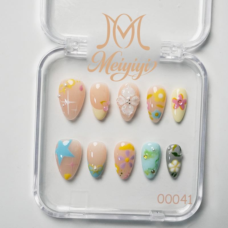 00041-MYY's designer original high-end design customized luxury hand-painted wearable nail art