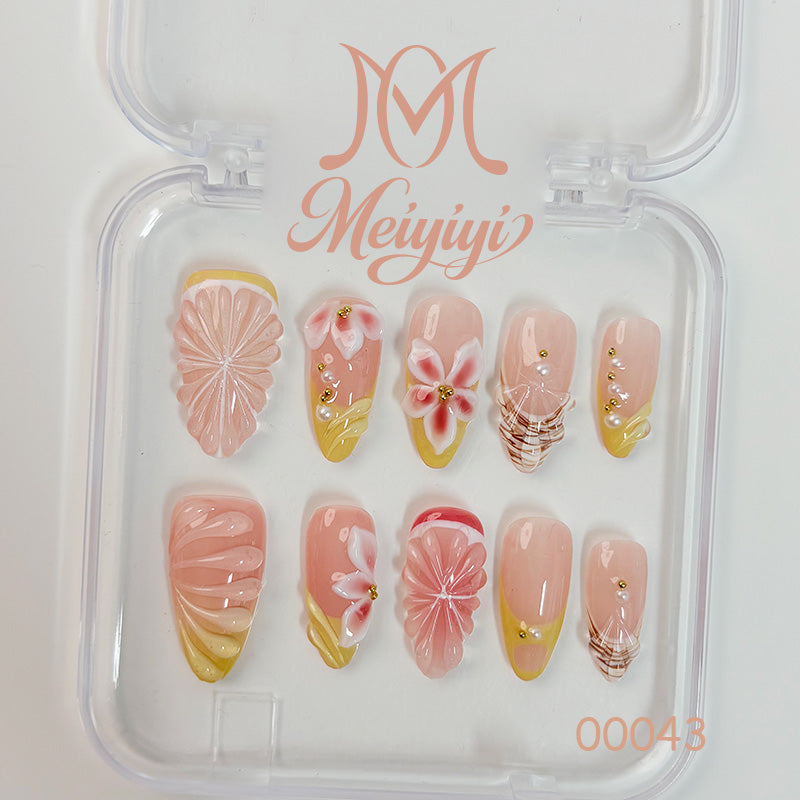 00043-MYY's designer original high-end design customized luxury hand-painted wearable nail art