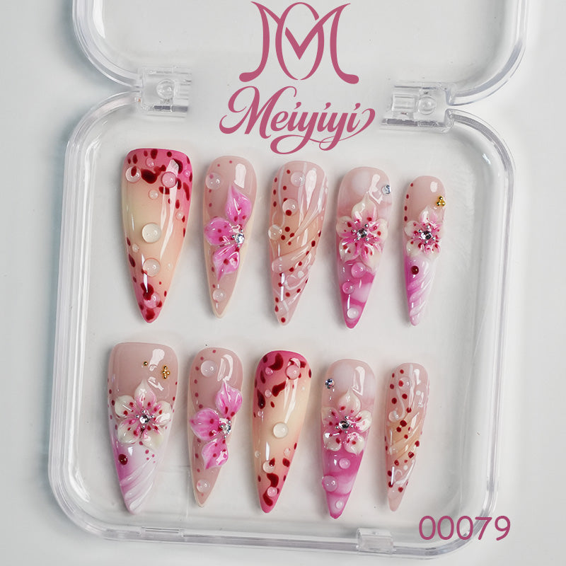 00079-MYY's designer original high-end design customized luxury hand-painted wearable nail art