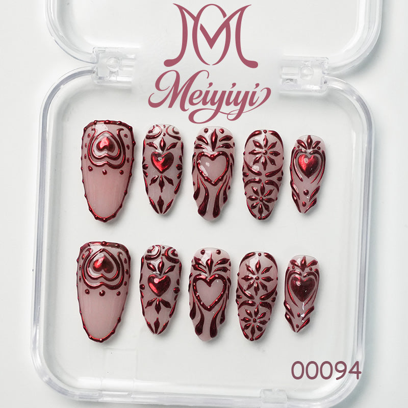 00094-MYY's designer original high-end design customized luxury hand-painted wearable nail art