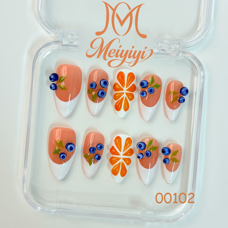 00102-MYY's designer original high-end design customized luxury hand-painted wearable nail art
