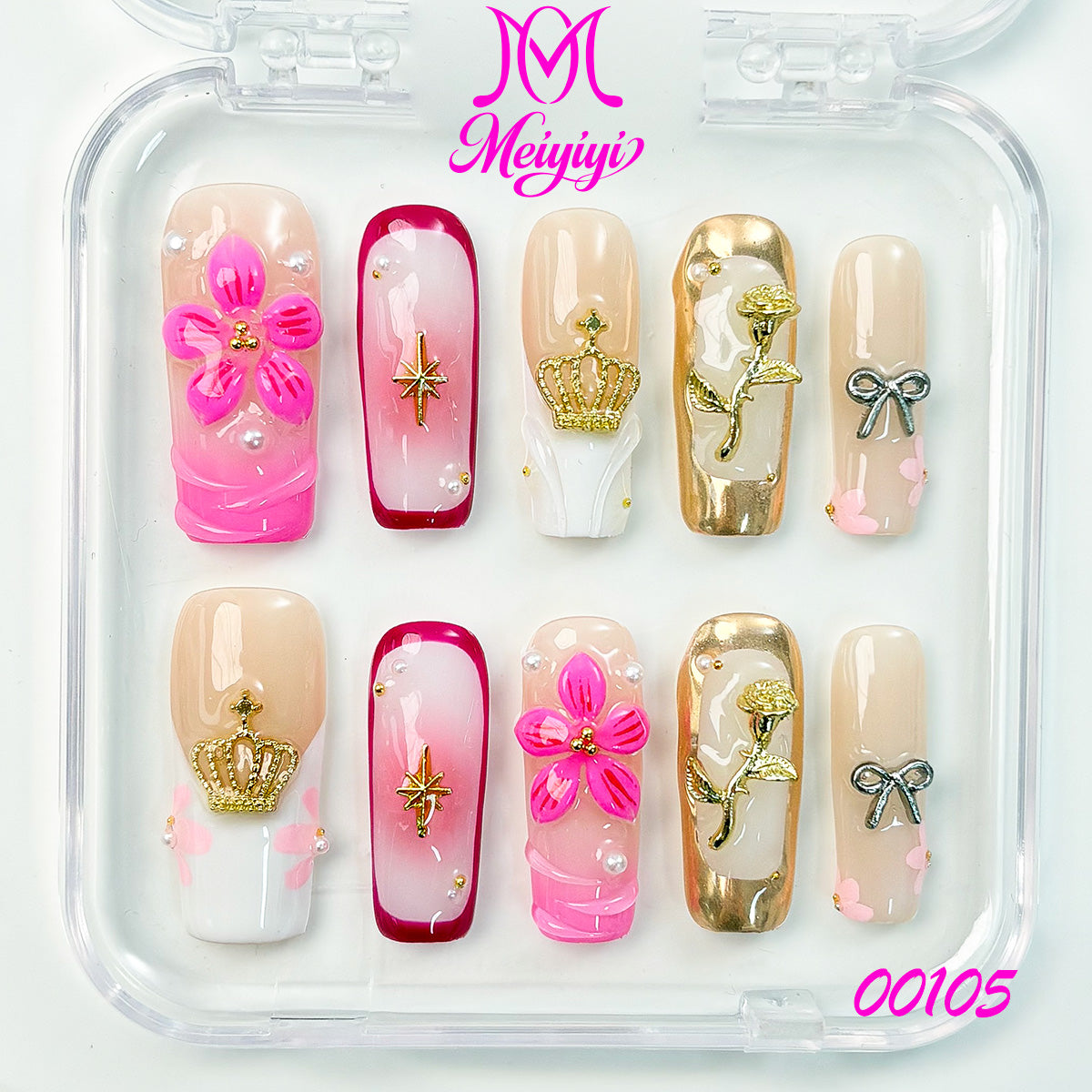 00105-MYY's designer original high-end design customized luxury hand-painted wearable nail art