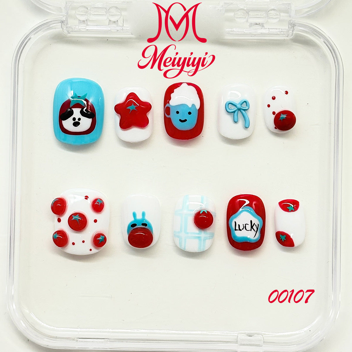 00107-MYY's designer original high-end design customized luxury hand-painted wearable nail art