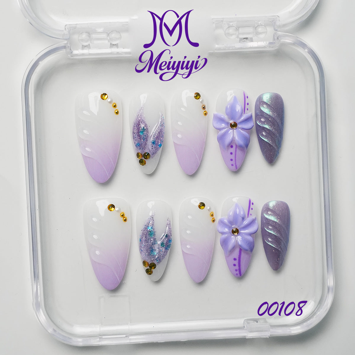 00108-MYY's designer original high-end design customized luxury hand-painted wearable nail art