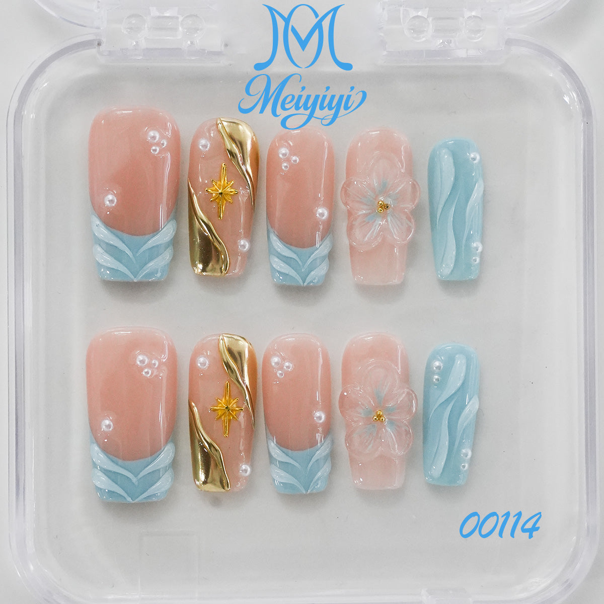 00114-MYY's designer original high-end design customized luxury hand-painted wearable nail art