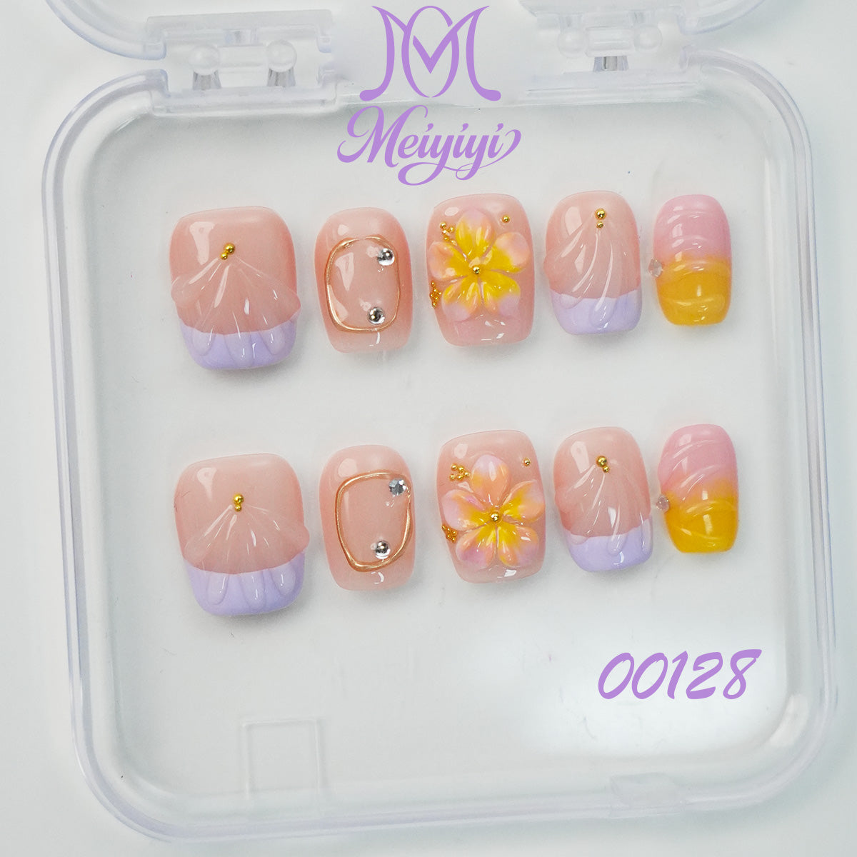 00128-MYY's designer original high-end design customized luxury hand-painted wearable nail art
