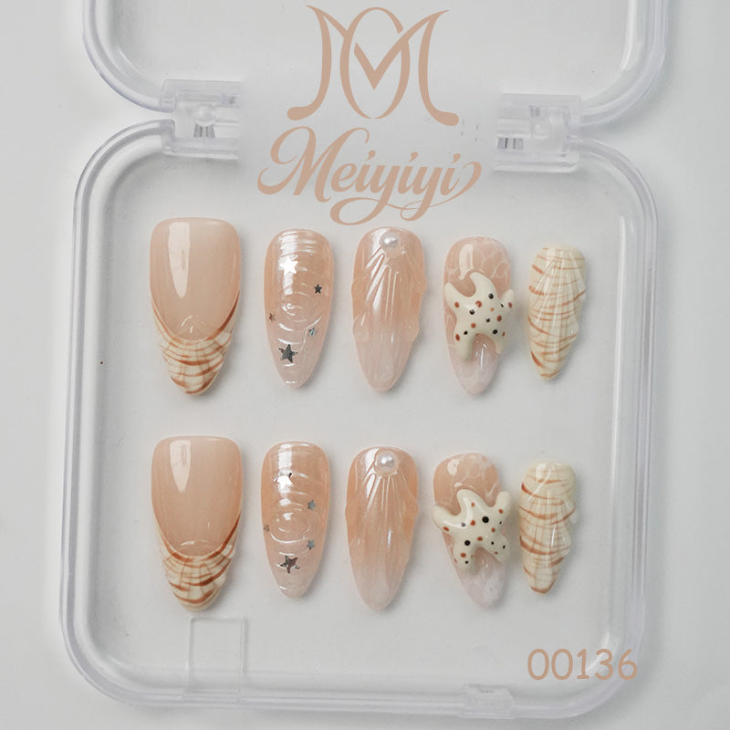 00136-MYY's designer original high-end design customized luxury hand-painted wearable nail art