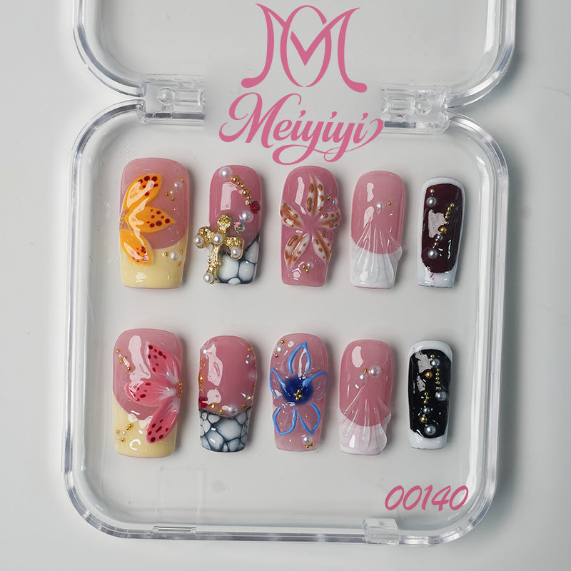 00140-MYY's designer original high-end design customized luxury hand-painted wearable nail art
