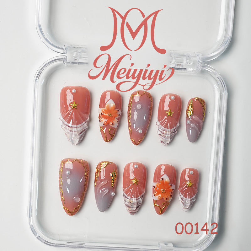00142-MYY's designer original high-end design customized luxury hand-painted wearable nail art