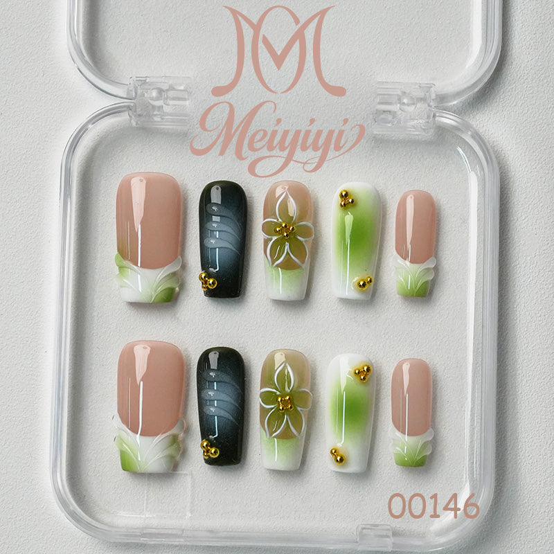00146-MYY's designer original high-end design customized luxury hand-painted wearable nail art