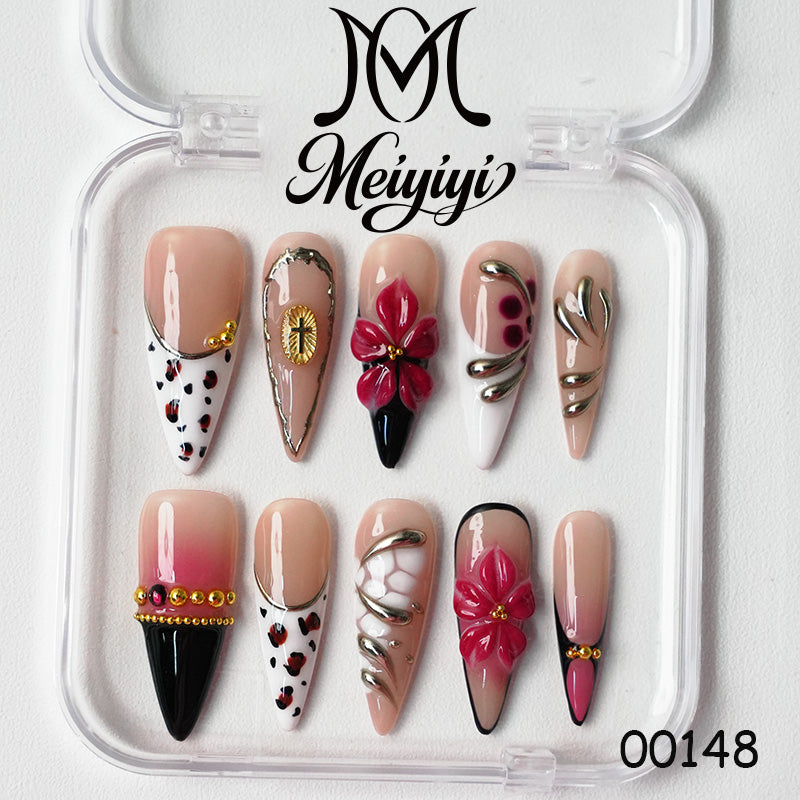 00148-MYY's designer original high-end design customized luxury hand-painted wearable nail art