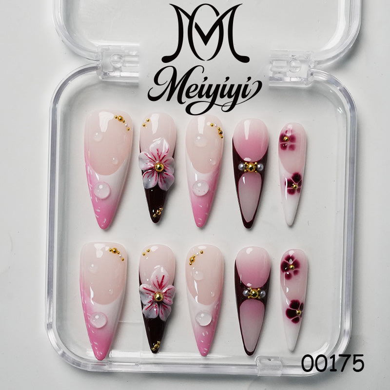 00175-MYY's designer original high-end design customized luxury hand-painted wearable nail art