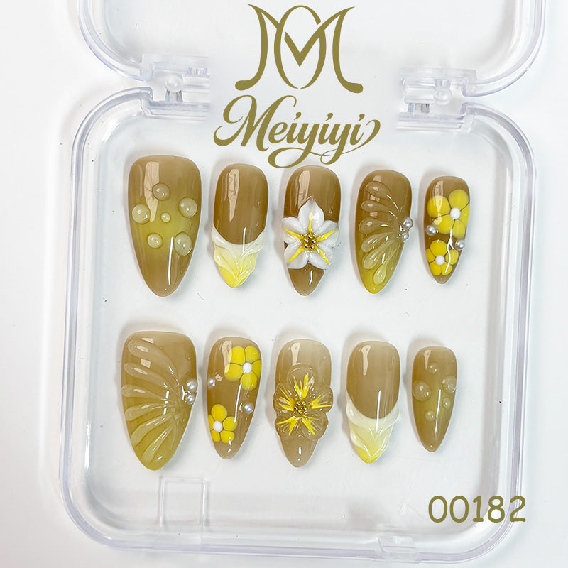 00182-MYY's designer original high-end design customized luxury hand-painted wearable nail art