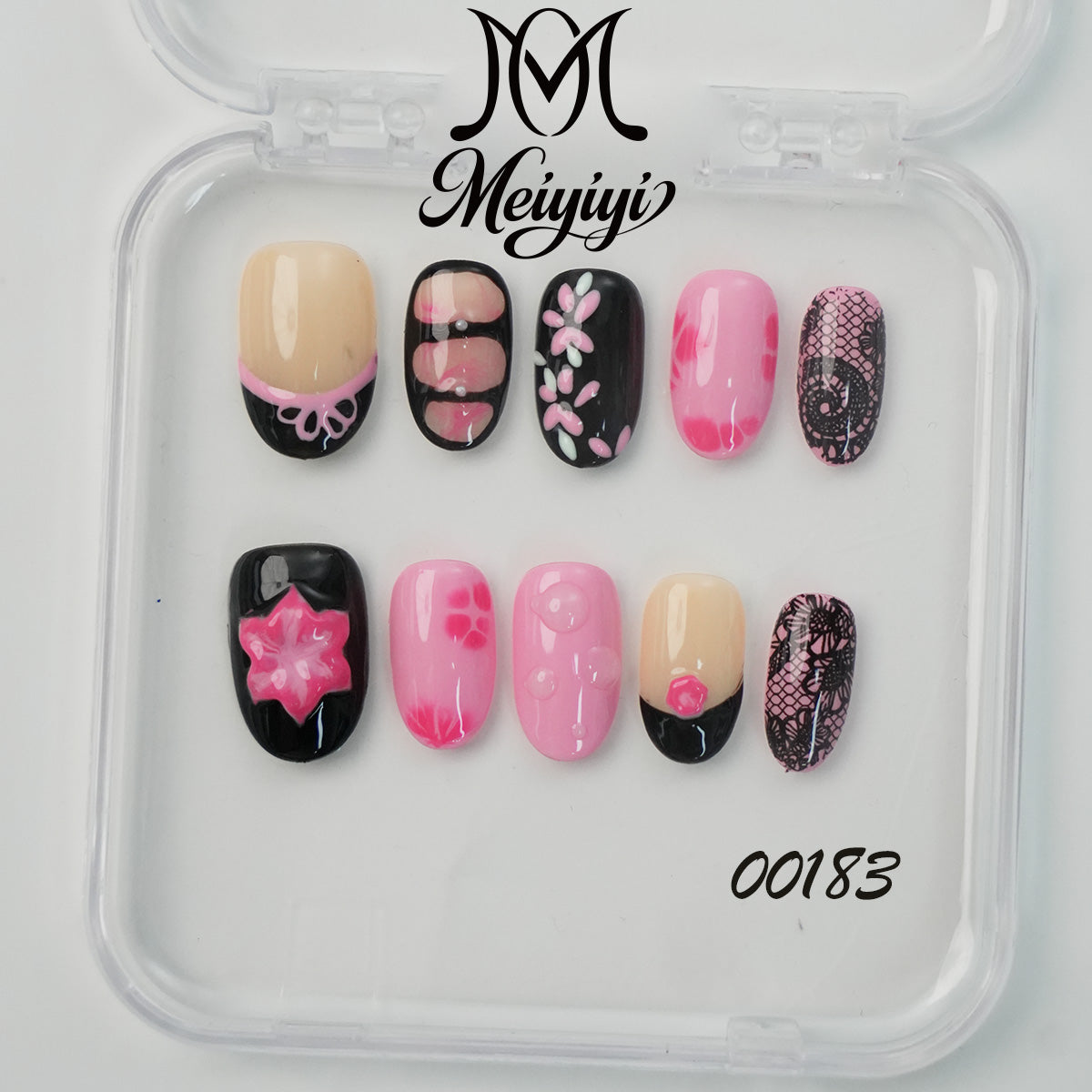 00183-MYY's designer original high-end design customized luxury hand-painted wearable nail art