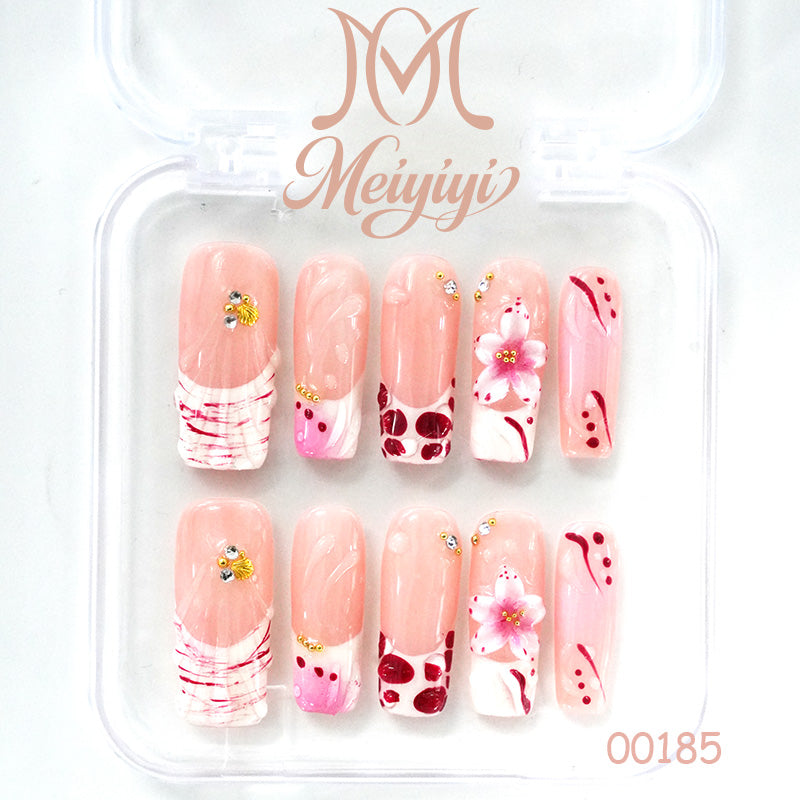 00185-MYY's designer original high-end design customized luxury hand-painted wearable nail art