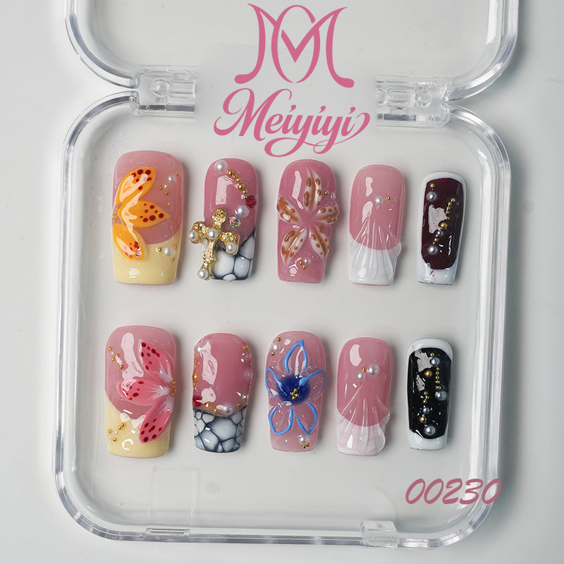 00230-MYY's designer original high-end design customized luxury hand-painted wearable nail art