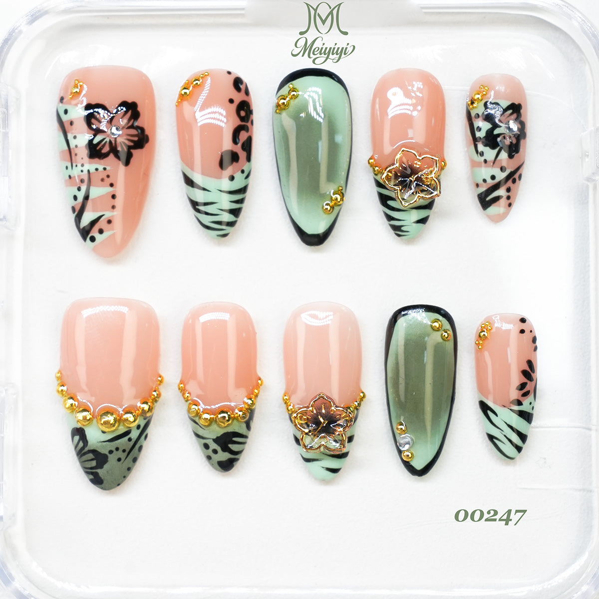 00247-MYY's designer original high-end design customized luxury hand-painted wearable nail art