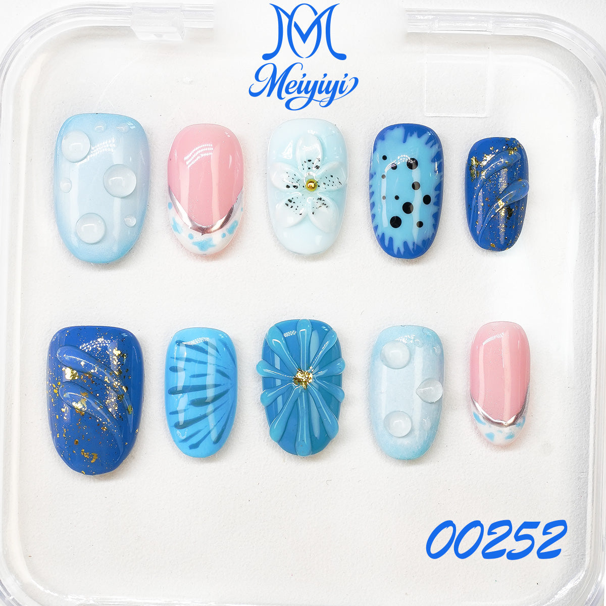 00252-MYY's designer original high-end design customized luxury hand-painted wearable nail art
