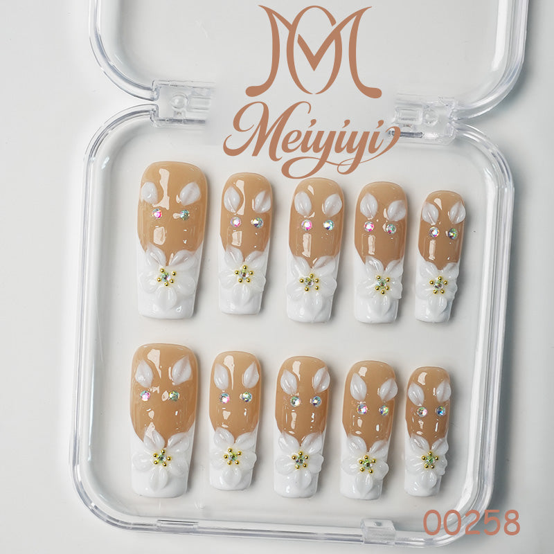 00258-MYY's designer original high-end design customized luxury hand-painted wearable nail art