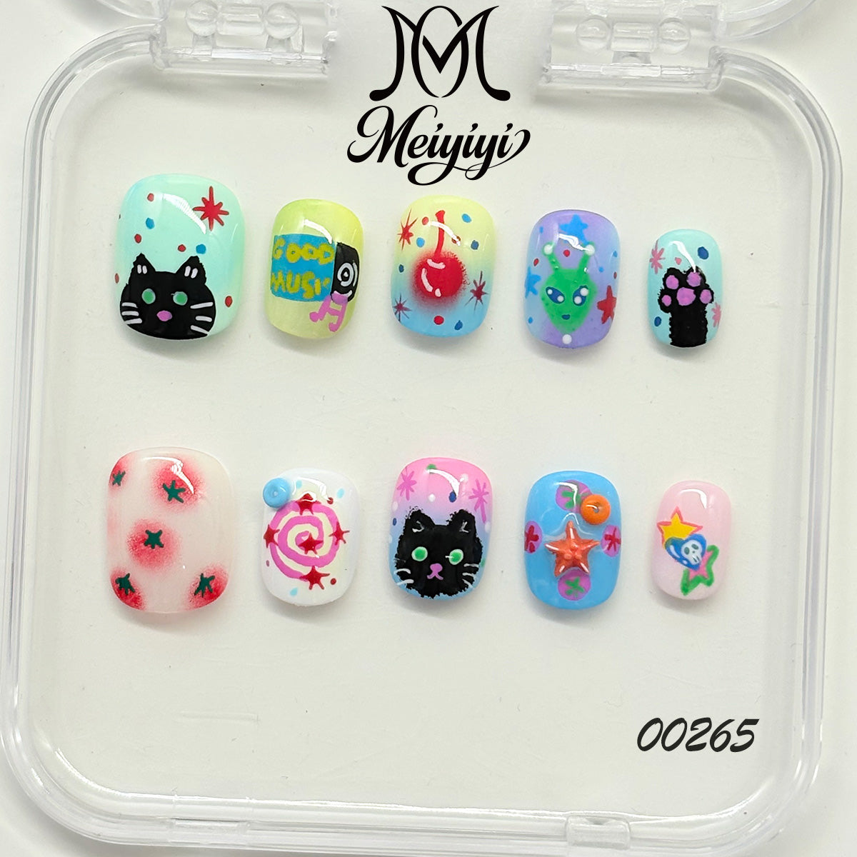 00265-MYY's designer original high-end design customized luxury hand-painted wearable nail art