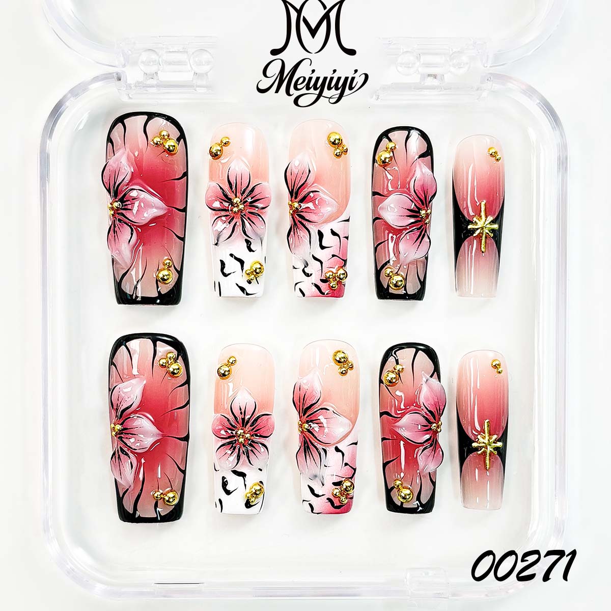 00271-MYY's designer original high-end design customized luxury hand-painted wearable nail art
