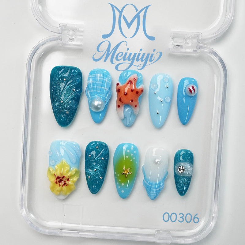 00306-MYY's designer original high-end design customized luxury hand-painted wearable nail art