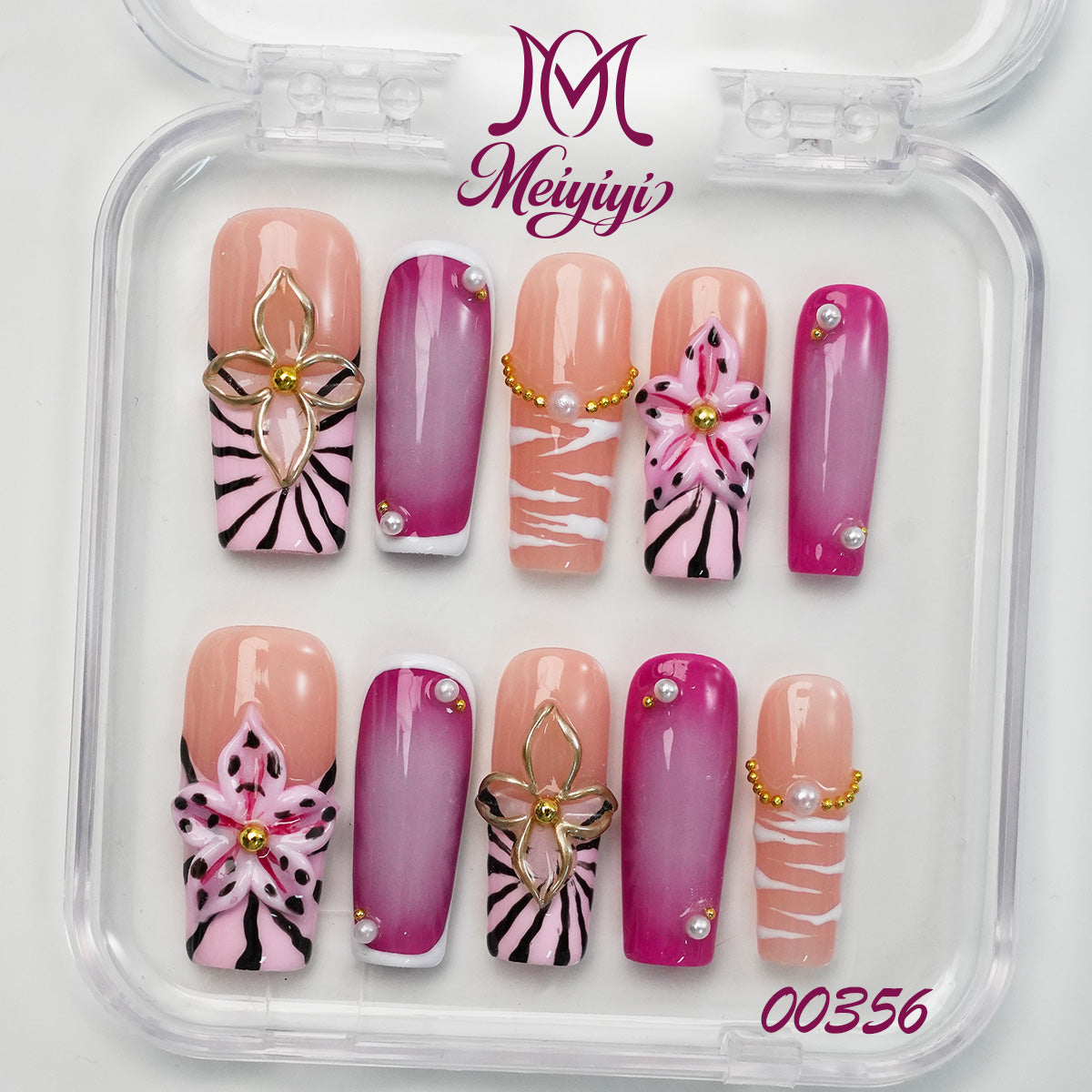 00356-MYY's designer original high-end design customized luxury hand-painted wearable nail art