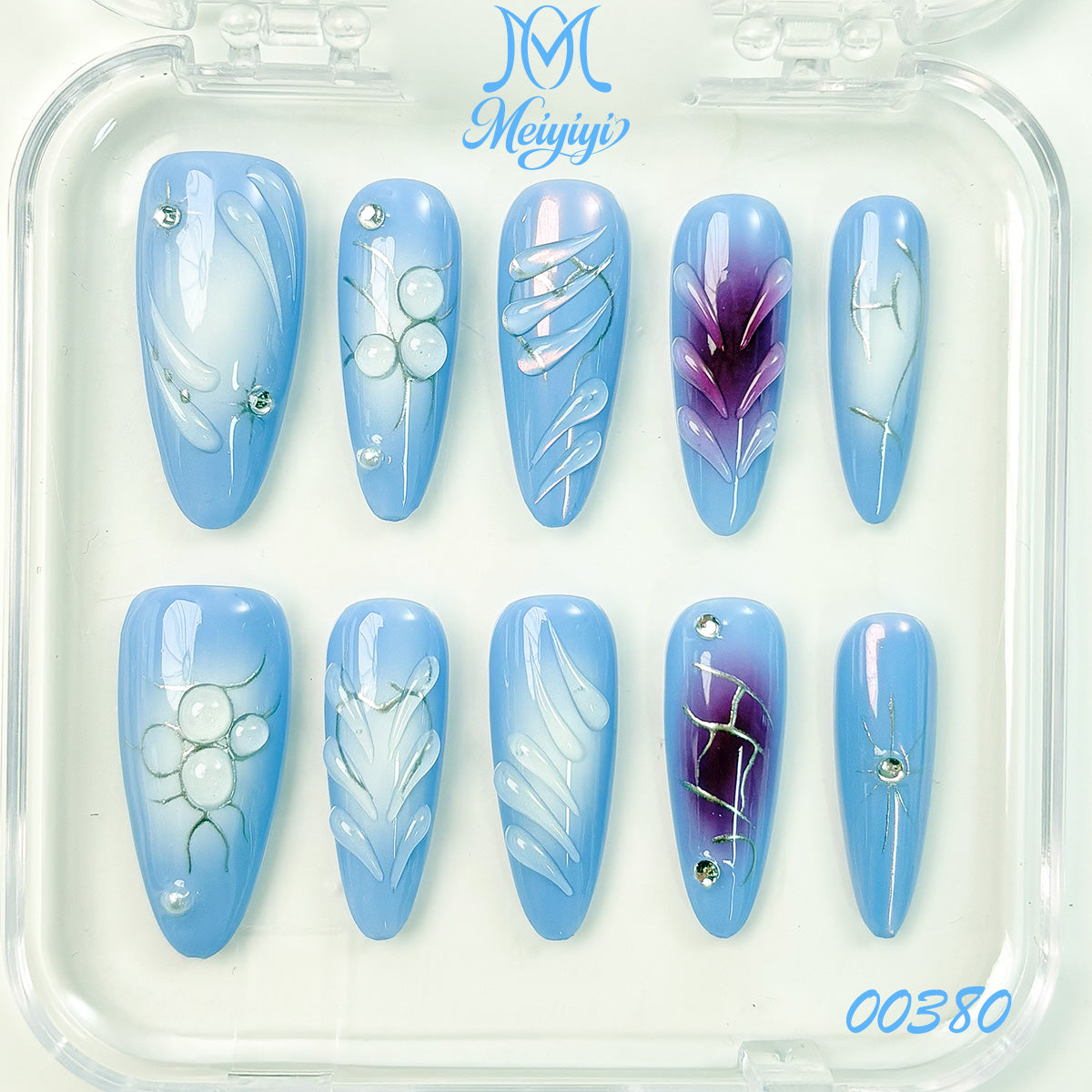 00380-MYY's designer original high-end design customized luxury hand-painted wearable nail art