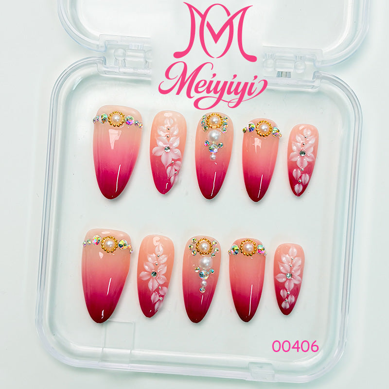 00406-MYY's designer original high-end design customized luxury hand-painted wearable nail art