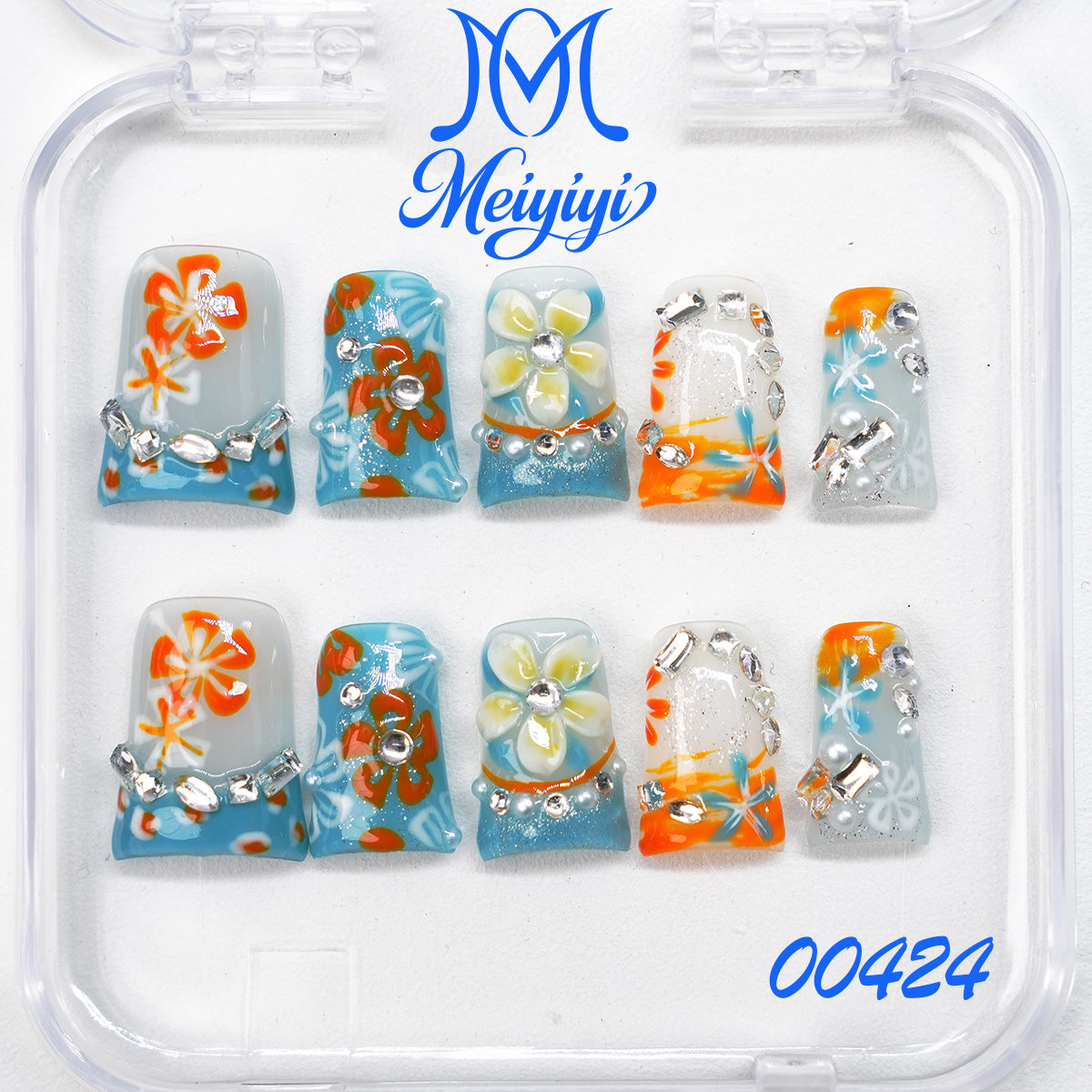 00424-MYY's designer original high-end design customized luxury hand-painted wearable nail art