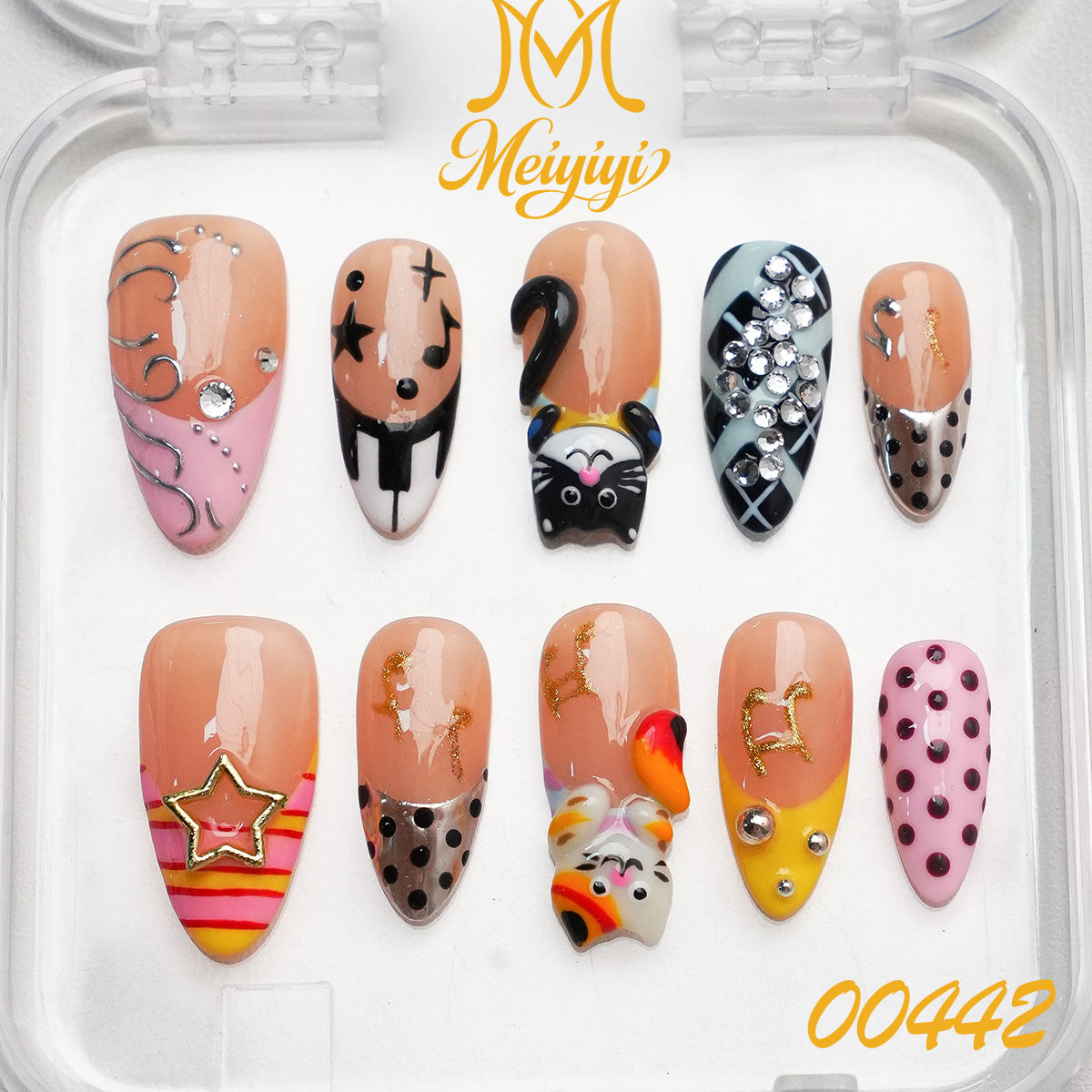 00442-MYY's designer original high-end design customized luxury hand-painted wearable nail art