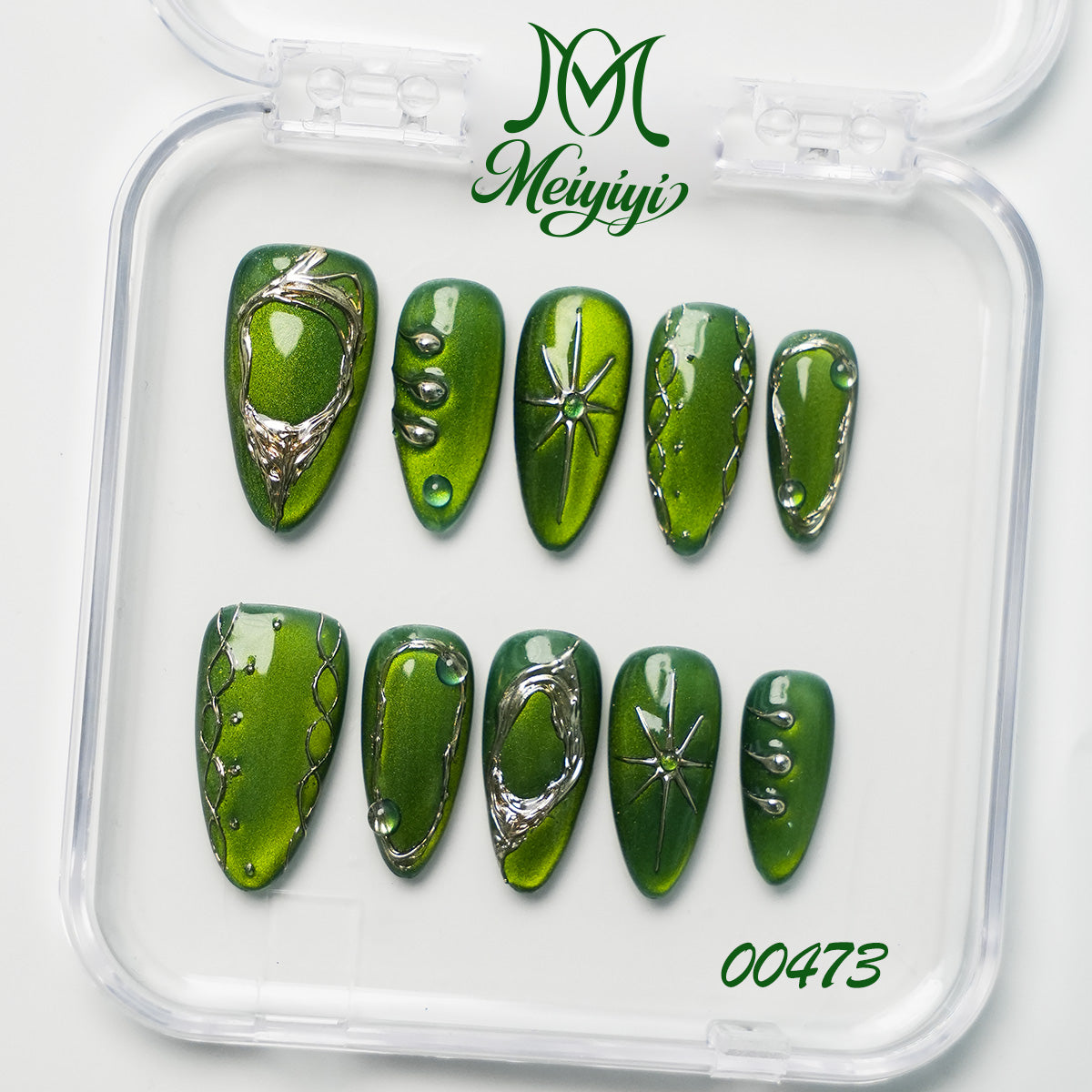 00473-MYY's designer original high-end design customized luxury hand-painted wearable nail art