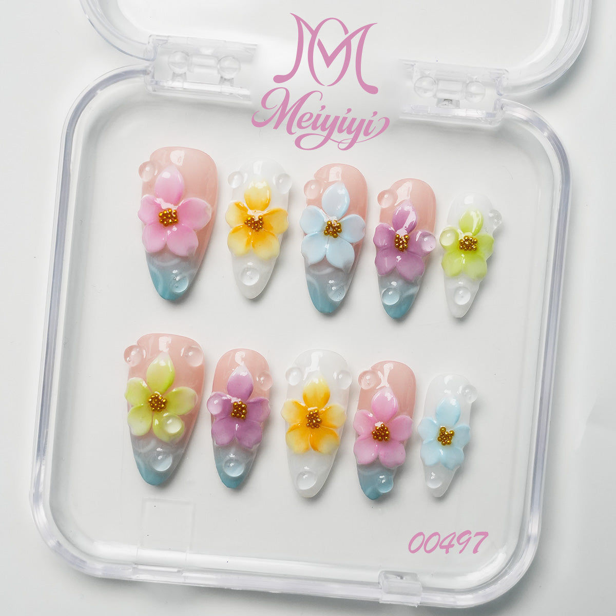 00497-MYY's designer original high-end design customized luxury hand-painted wearable nail art