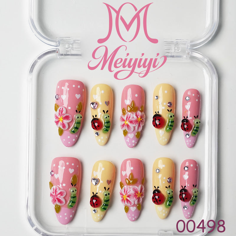 00498-MYY's designer original high-end design customized luxury hand-painted wearable nail art