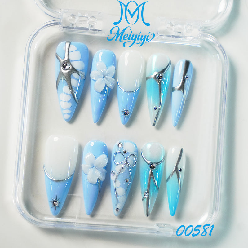 00581-MYY's designer original high-end design customized luxury hand-painted wearable nail art