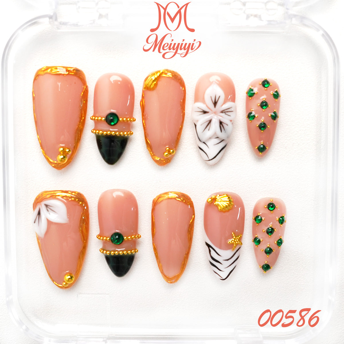 00586-MYY's designer original high-end design customized luxury hand-painted wearable nail art