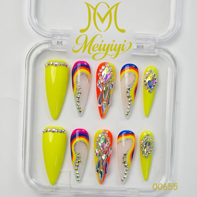 00655-MYY's designer original high-end design customized luxury hand-painted wearable nail art