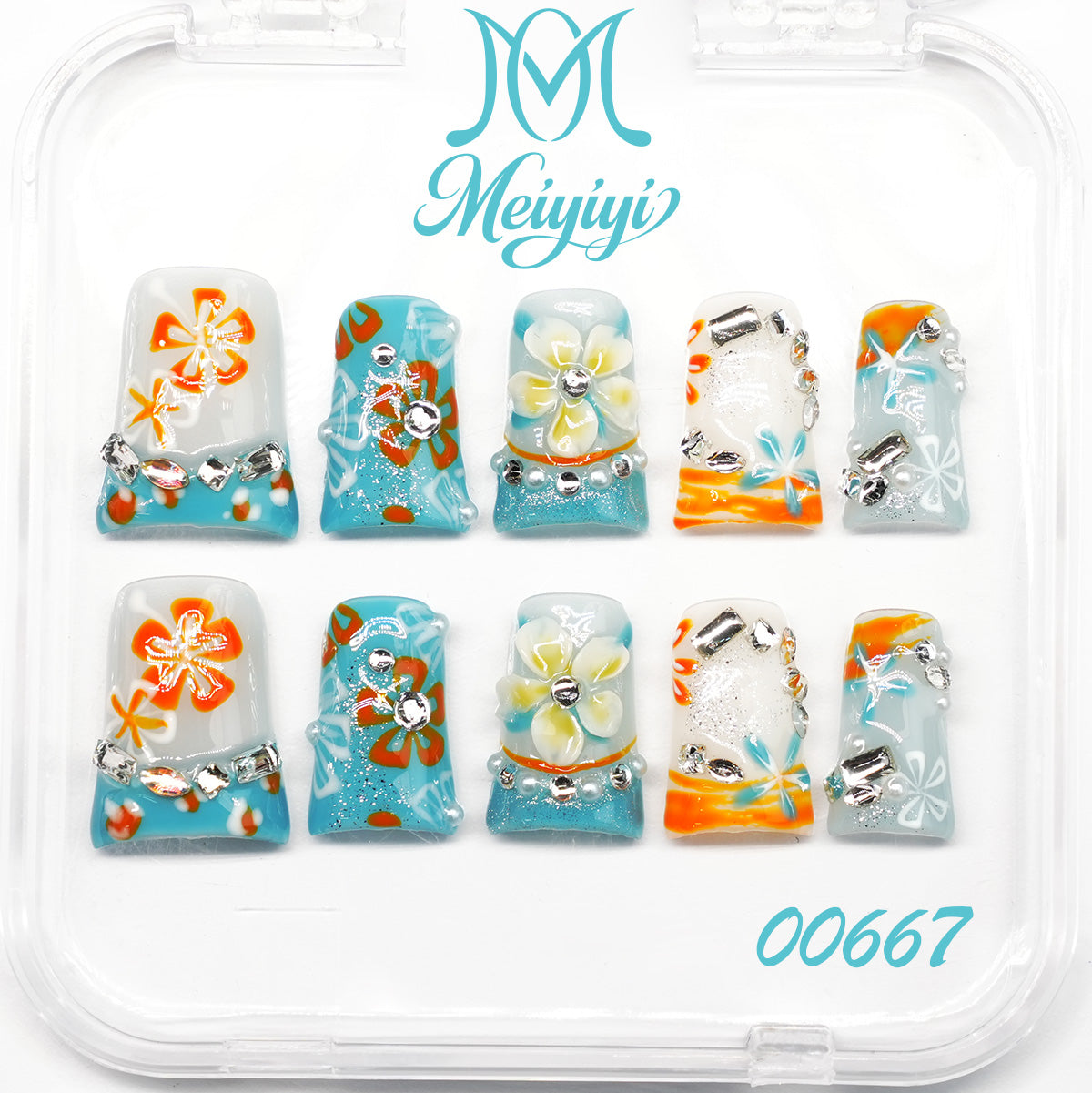 00667-MYY's designer original high-end design customized luxury hand-painted wearable nail art