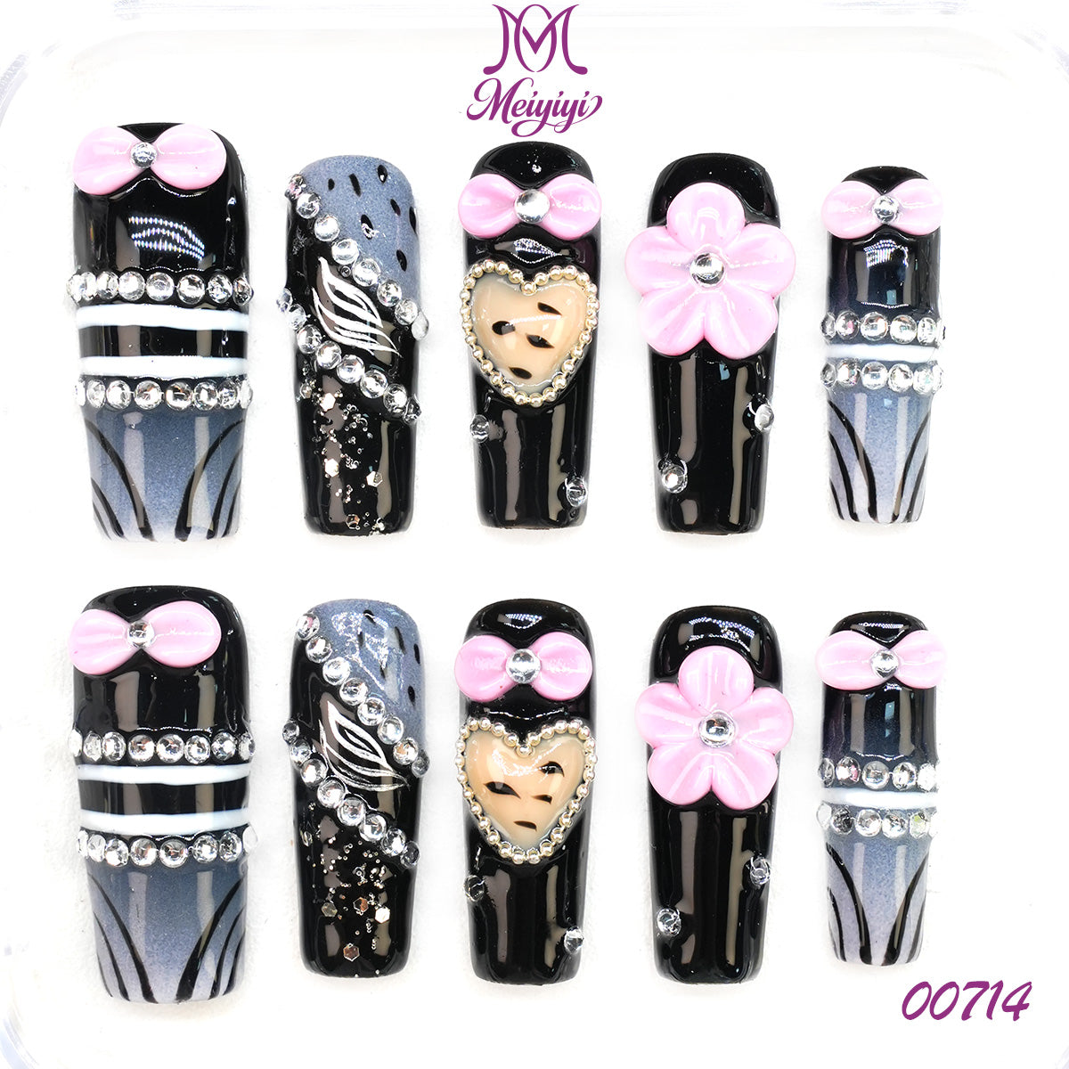 00714-MYY's designer original high-end design customized luxury hand-painted wearable nail art
