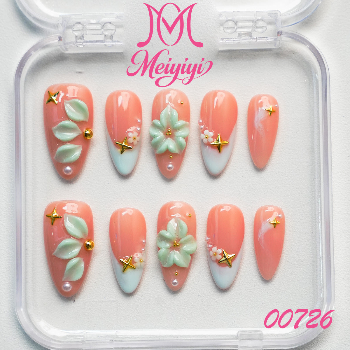 00726-MYY's designer original high-end design customized luxury hand-painted wearable nail art