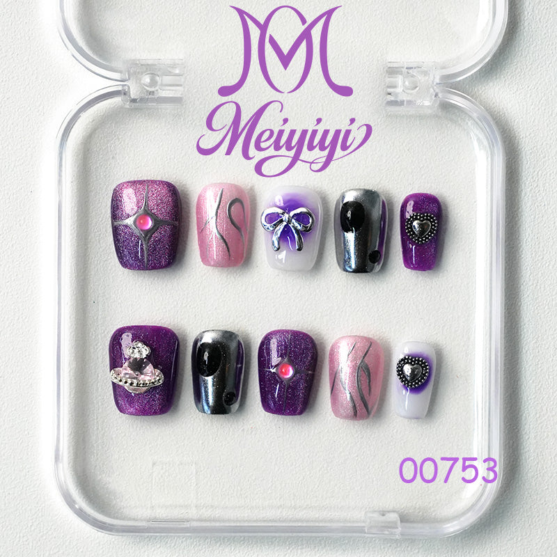 00753-MYY's designer original high-end design customized luxury hand-painted wearable nail art