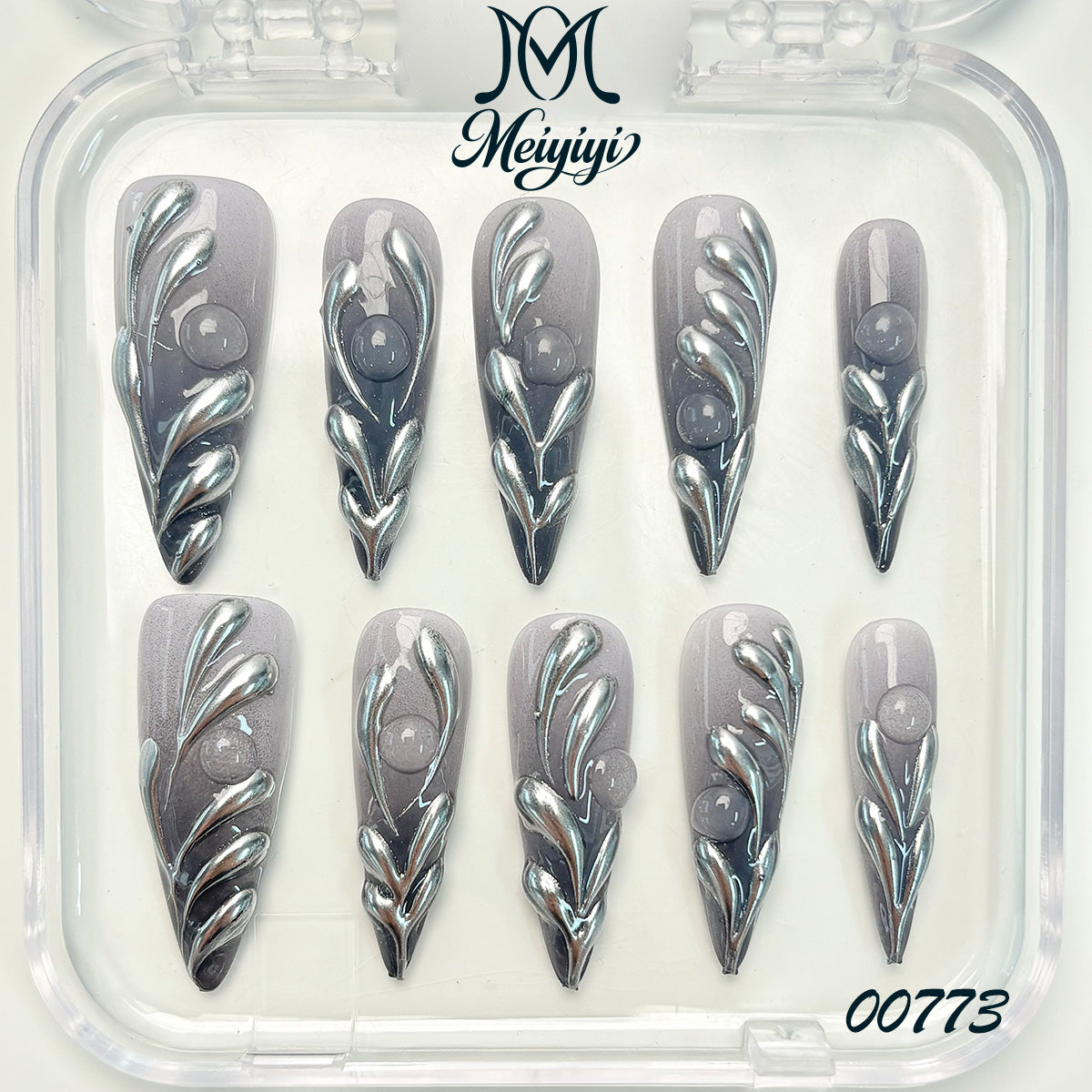00773-MYY's designer original high-end design customized luxury hand-painted wearable nail art