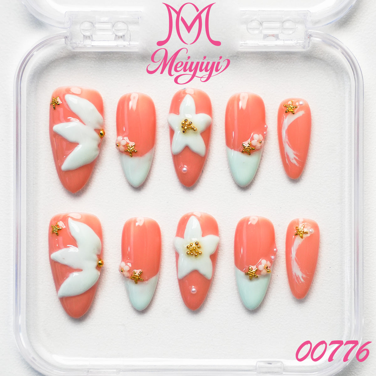 00776-MYY's designer original high-end design customized luxury hand-painted wearable nail art