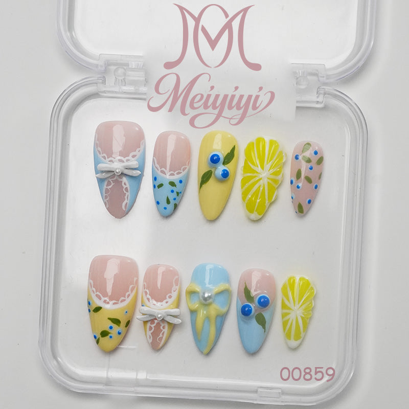 00859-MYY's designer original high-end design customized luxury hand-painted wearable nail art