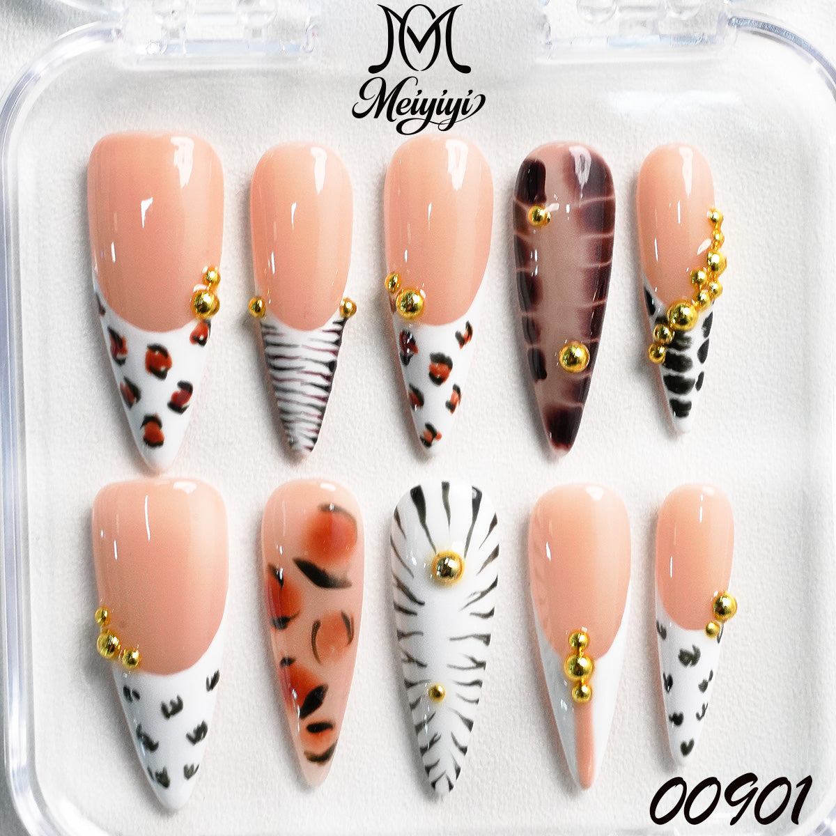 00901-MYY's designer original high-end design customized luxury hand-painted wearable nail art