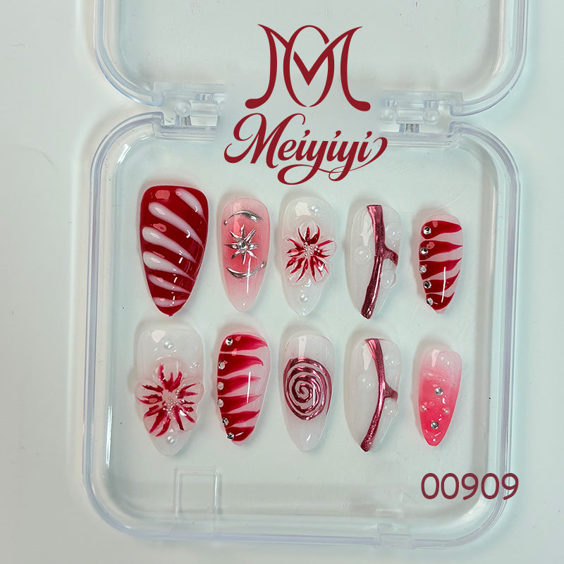 00909-MYY's designer original high-end design customized luxury hand-painted wearable nail art