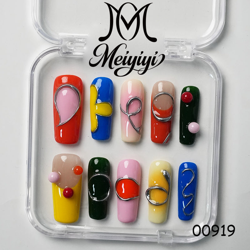 00919-MYY's designer original high-end design customized luxury hand-painted wearable nail art
