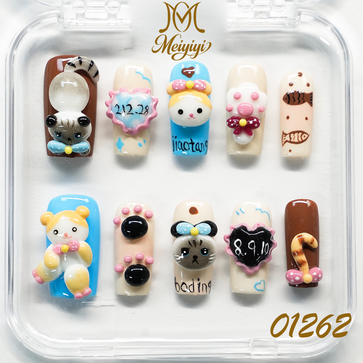 01262-MYY's designer original high-end design customized luxury hand-painted wearable nail art