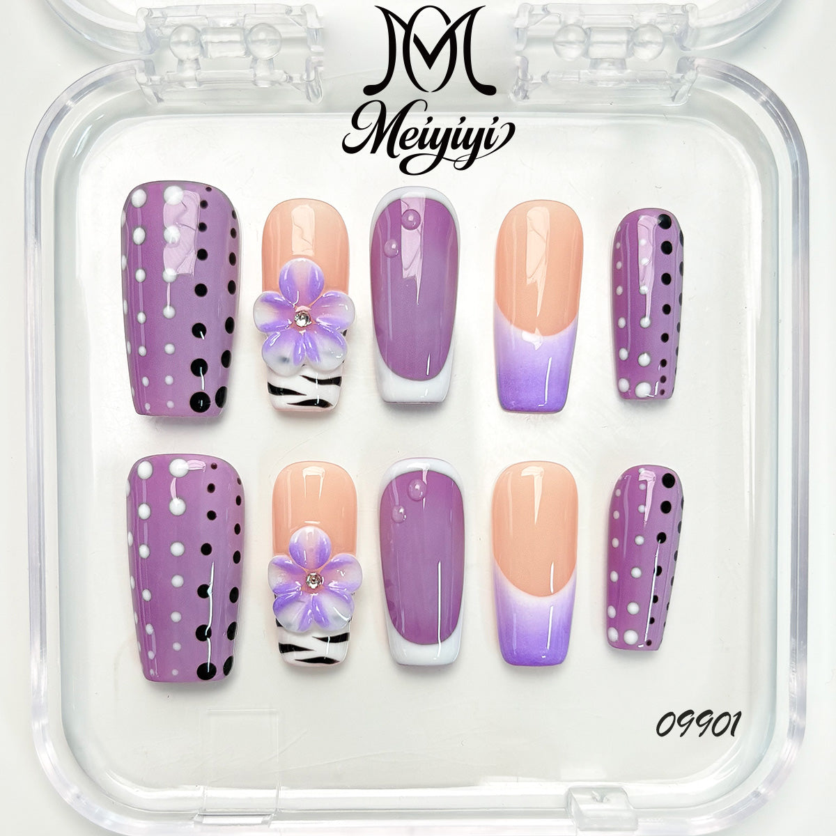 09901-MYY's designer original high-end design customized luxury hand-painted wearable nail art