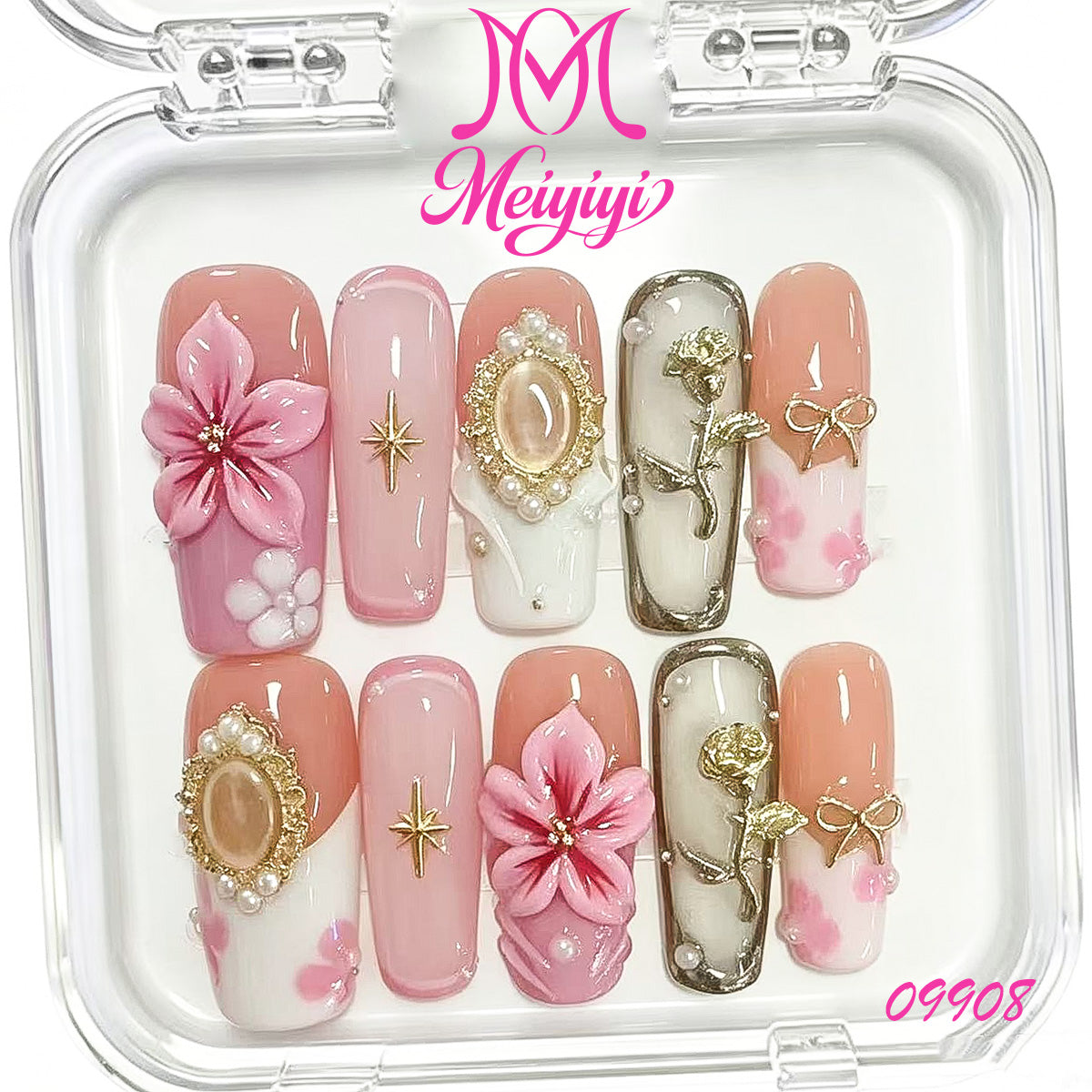 09908-MYY's designer original high-end design customized luxury hand-painted wearable nail art